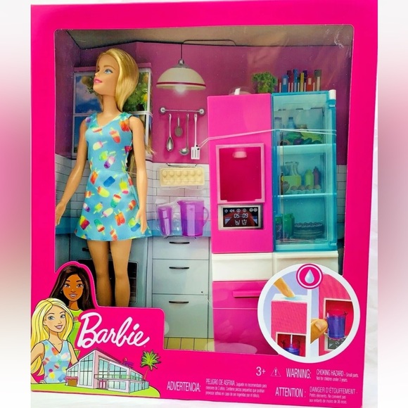 Mattel Toys Barbie Doll Refrigerator With Working Water Dispenser